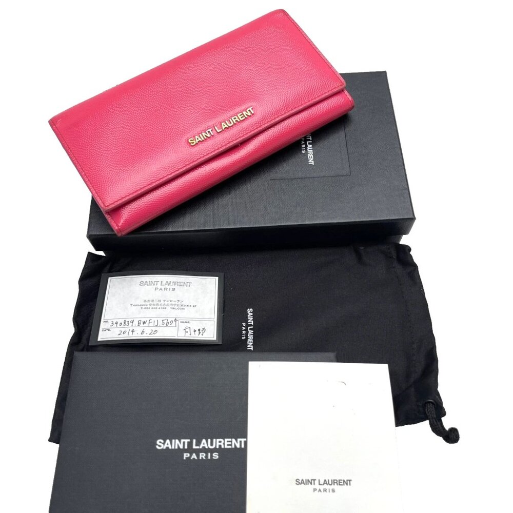 Yves Saint Laurent Pink caviar Leather Bi-fold Long Wallet